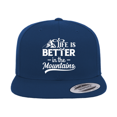 Hiking Life Is Better In The Mountains Embroidered Flat Bill Cap